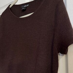 100% Merino Wool Chocolate Brown short sleeve Sweater